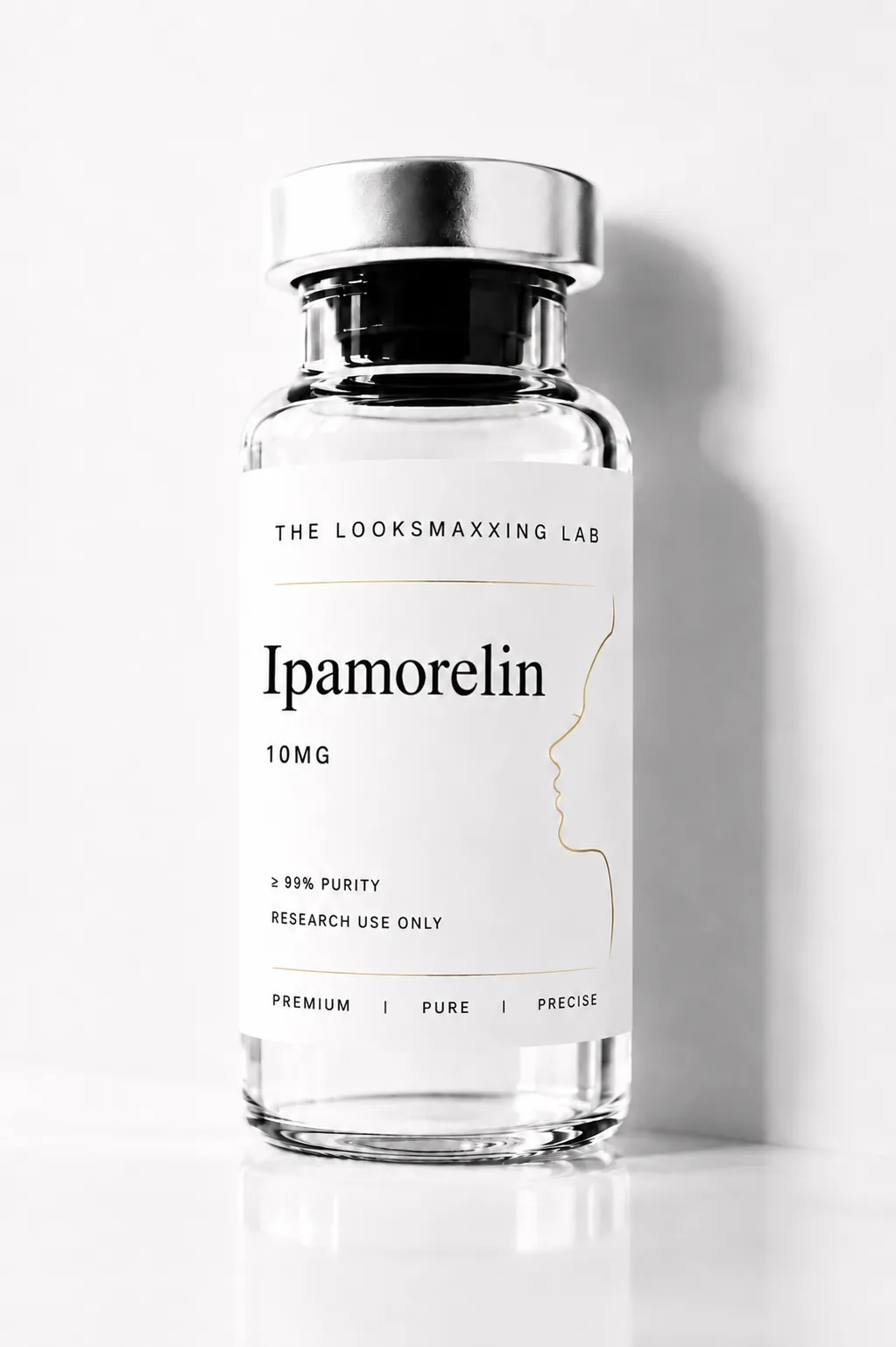 Ipamorelin research peptide vial — alternate view